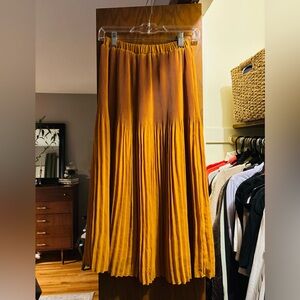 Mustard Pleated Maxi Skirt